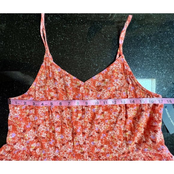 Market & Melrose Orange Floral Romper V-Neck Pockets Side Zipper Large NWT - Picture 9 of 15